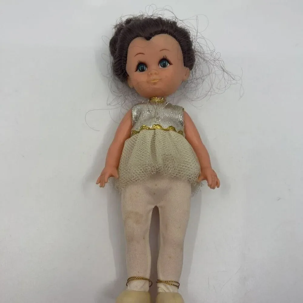 Vintage U.D.co Doll Ballerina Blue Eyes Dress Tutu‎ Brown Hair Hong Kong 9.5